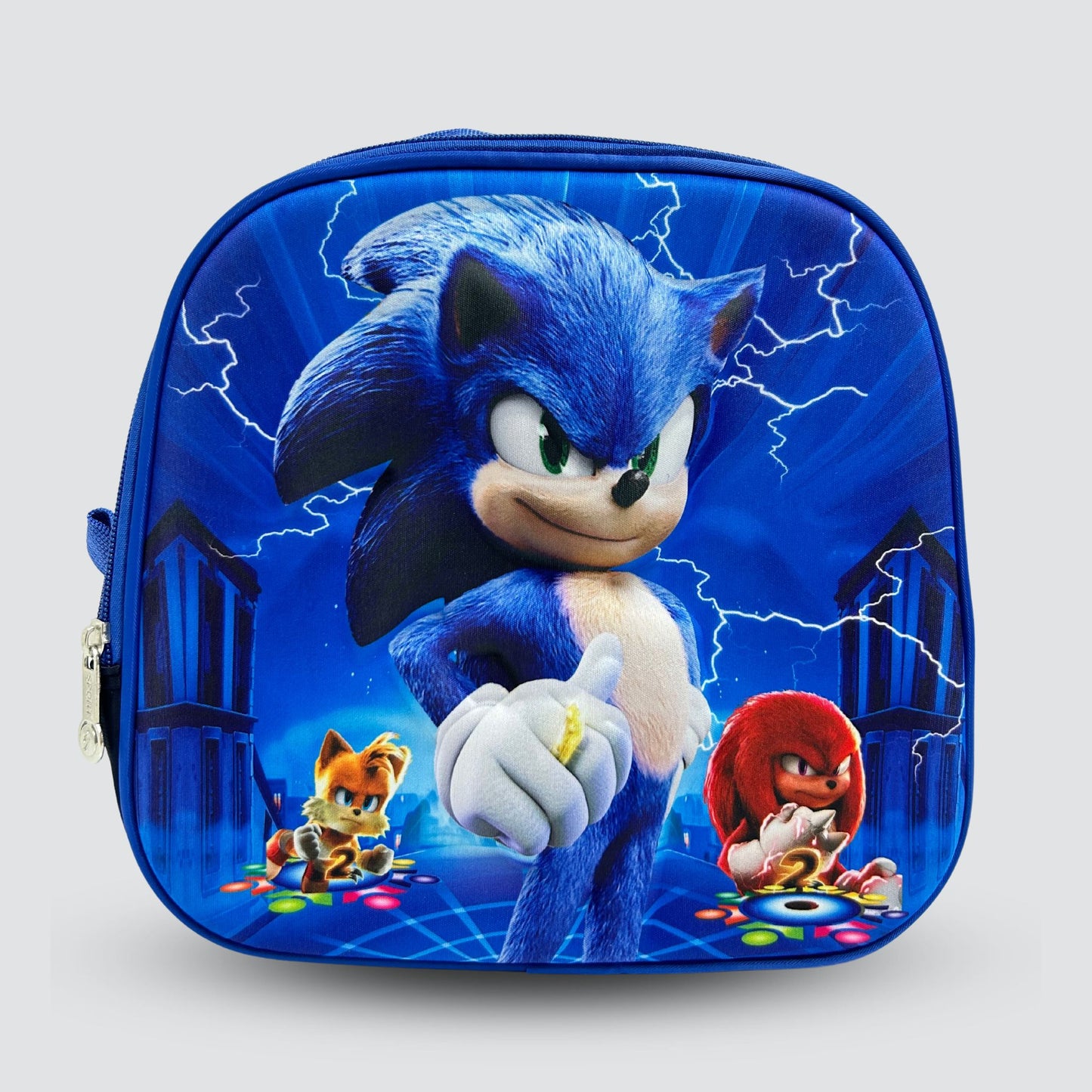 Blue sonic hedge hog character insulated lunch bag