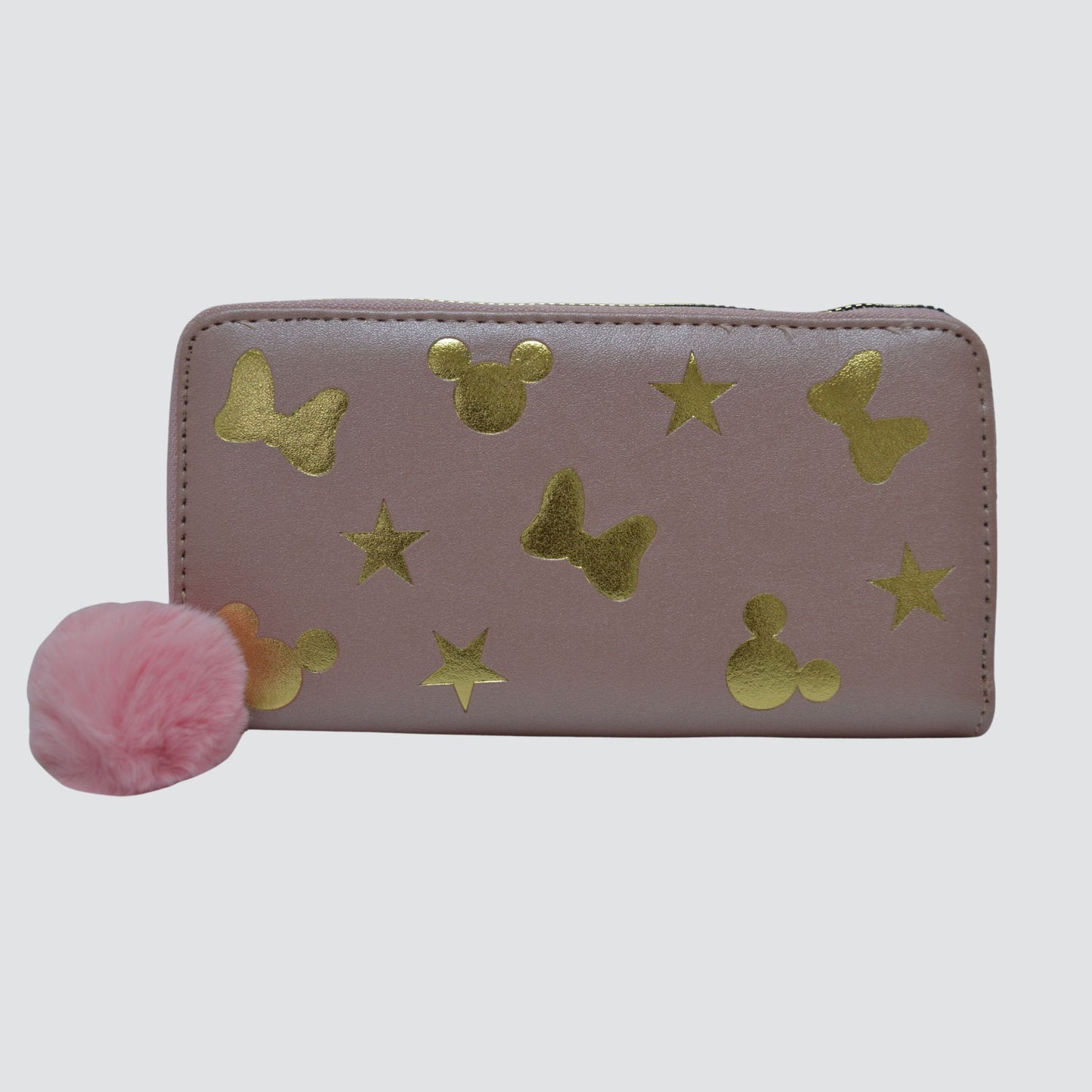 Dark Pink Mickey Mouse Wallet with Gold Detailing