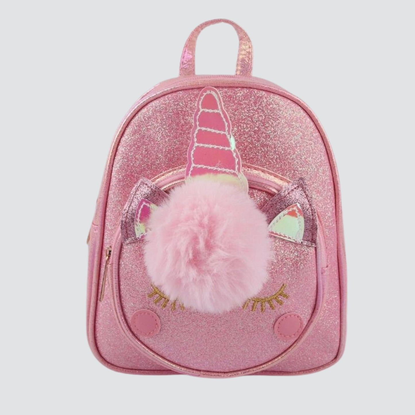 Fuchsia Pink Sparkly Mini Backpack With Unicorn Face