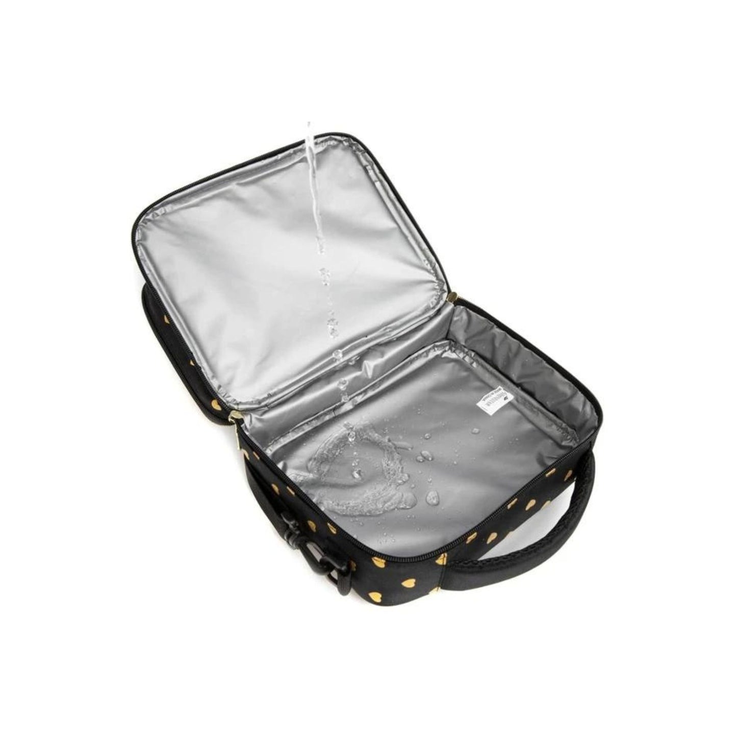 Black & Gold Heart Print Insulated Lunch Bag