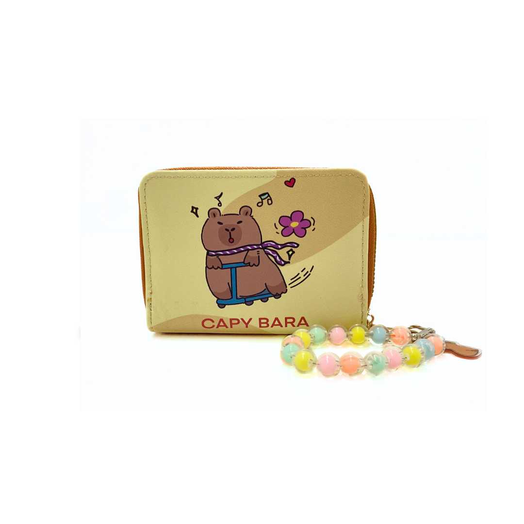 S3797 Capybara Mini Wallet with beaded Wristlet strap