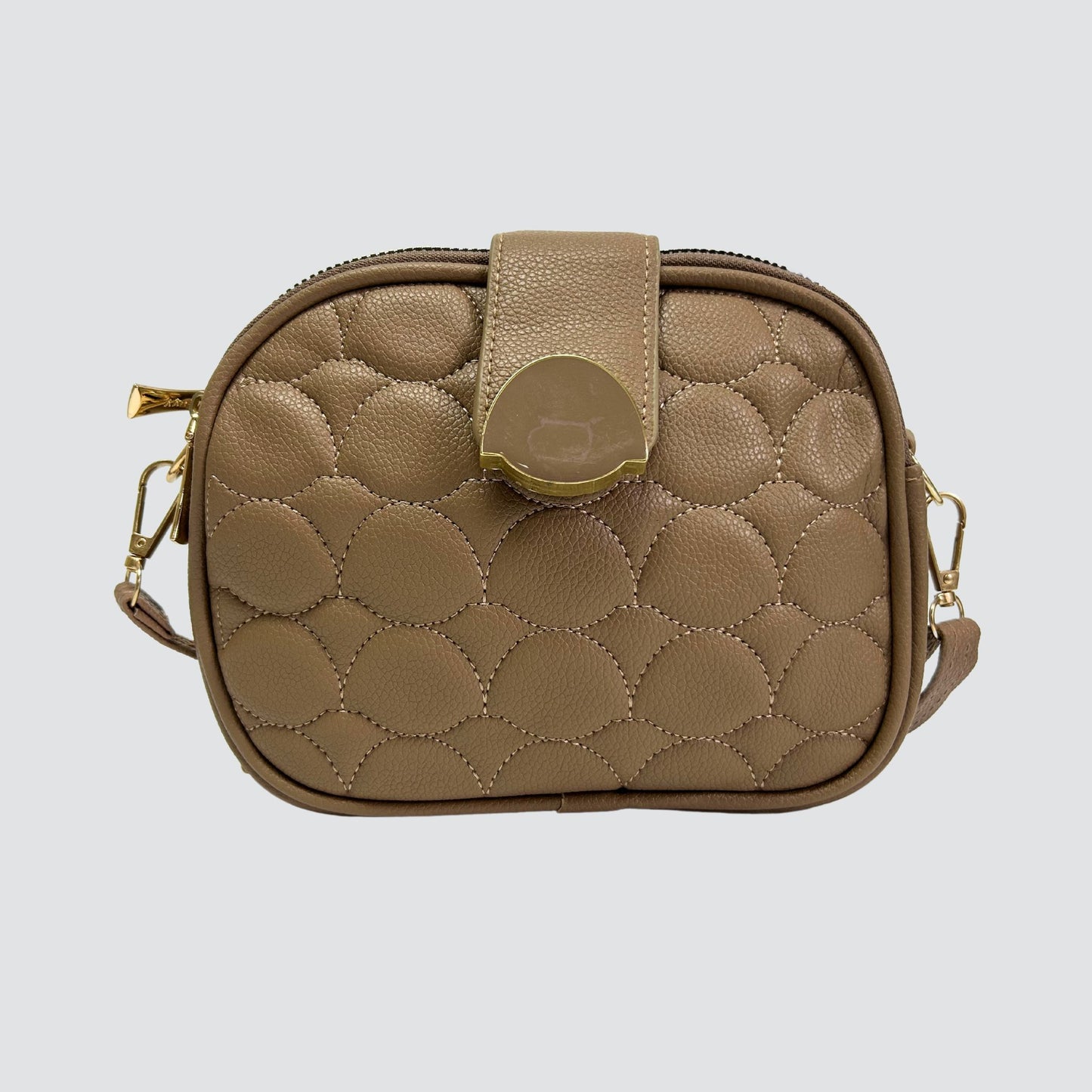 Taupe 3 Sectioned Crossbody Bag