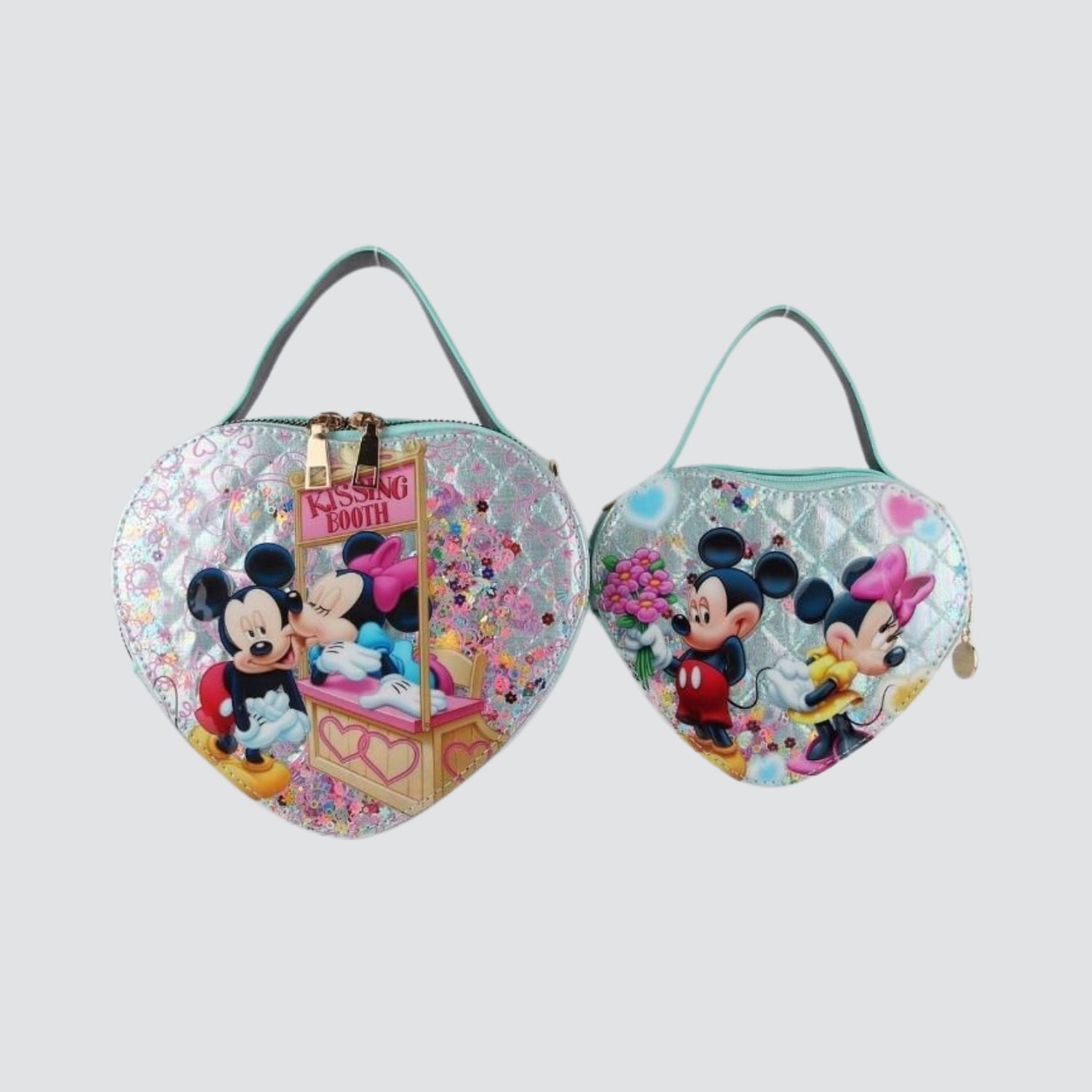 Light Blue Mickey & Minnie Mouse Handbag / Crossbody