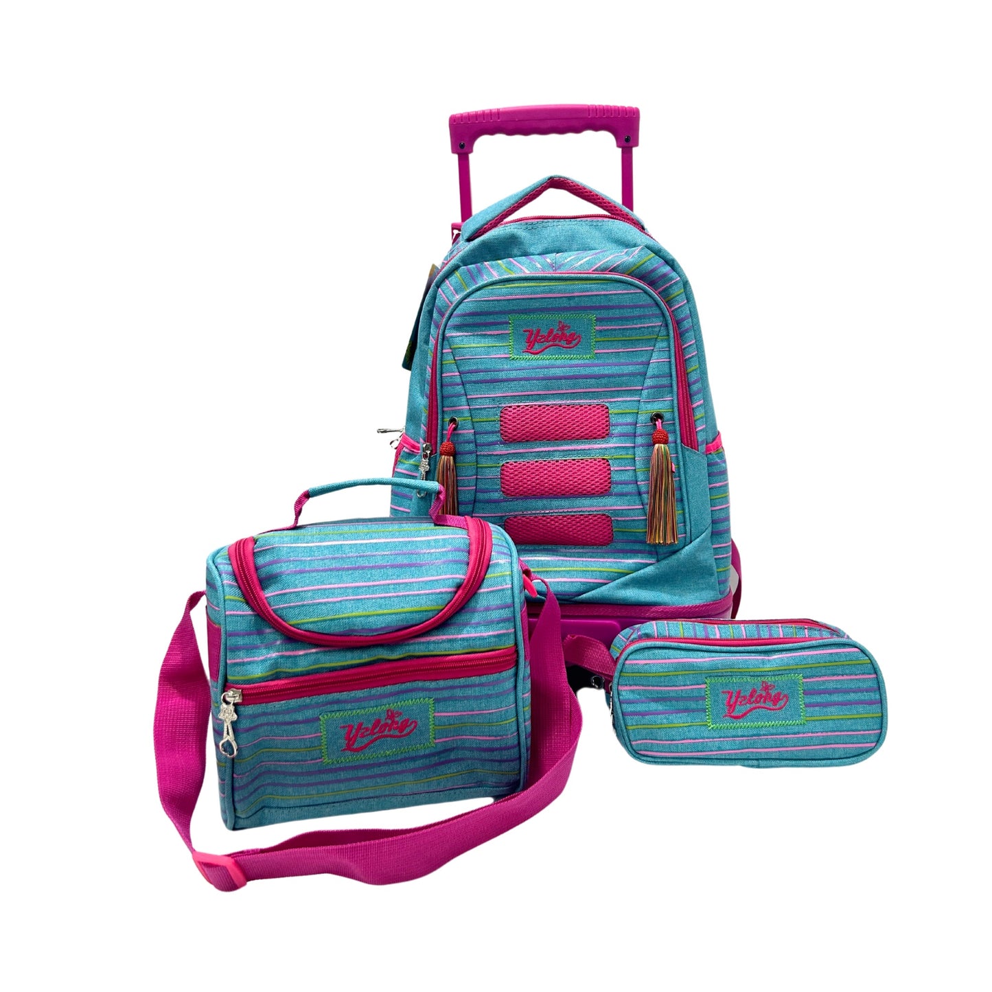 Girls 3-Piece Trolley Backpack Set