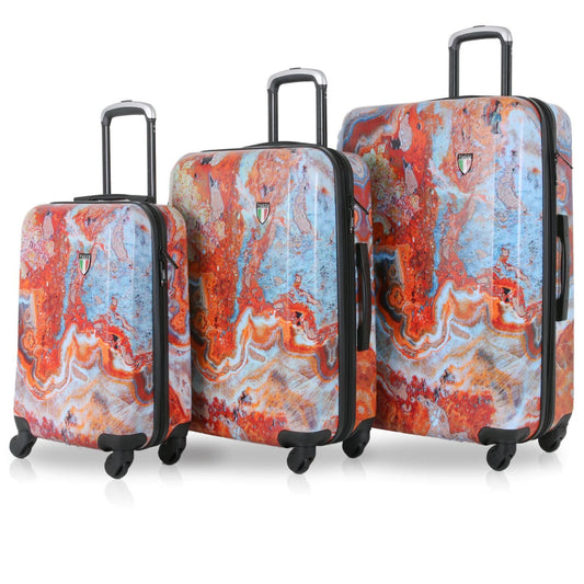 TO172 Tucci Orange & Blue Marble Print Luggages