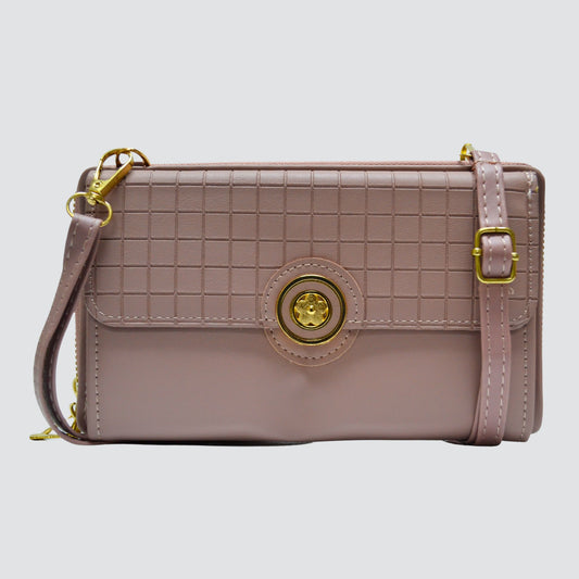 Lilac Square Pattern Wallet / Crossbody
