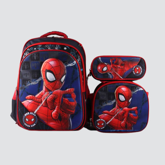 Spiderman shooting web red and black character backpack