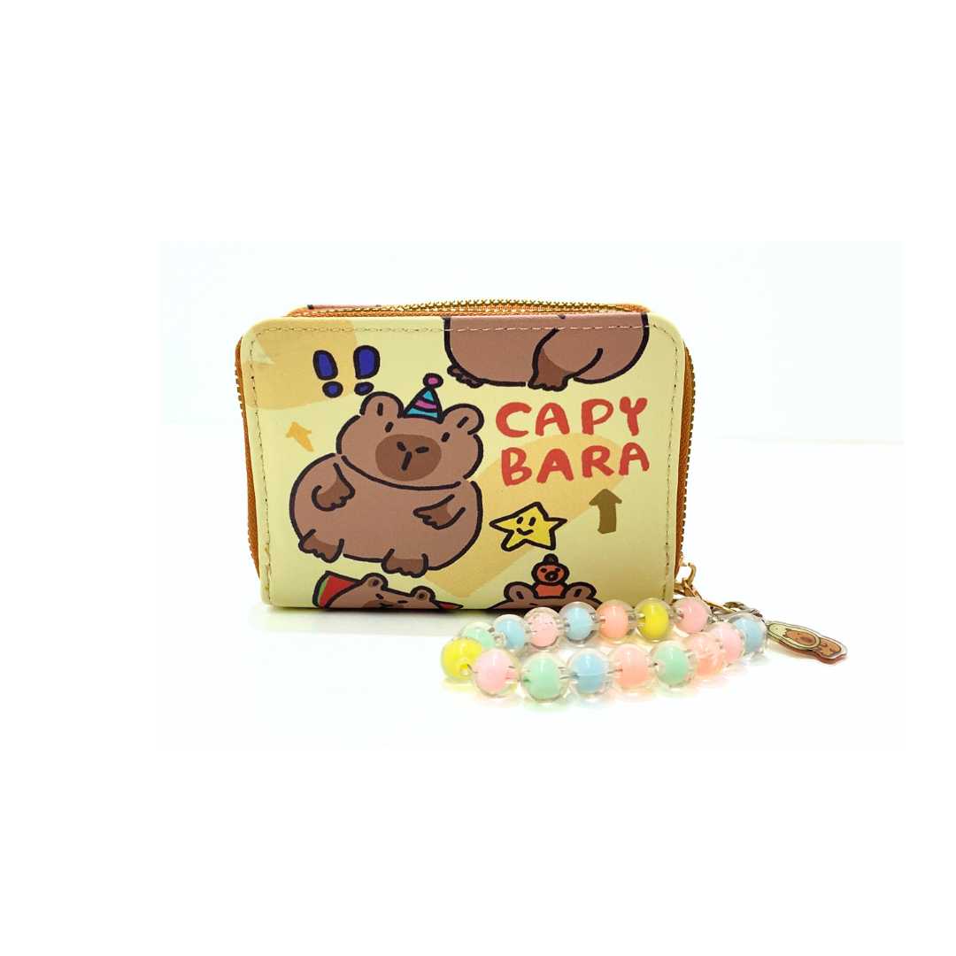 S3797 Capybara Mini Wallet with beaded Wristlet strap