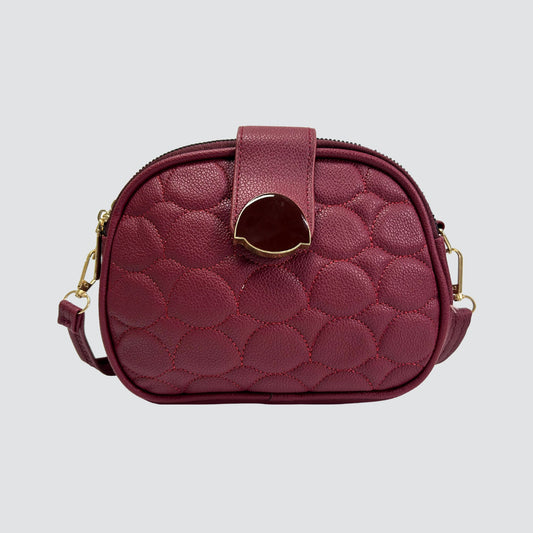 Burgundy 3 Sectioned Crossbody Bag