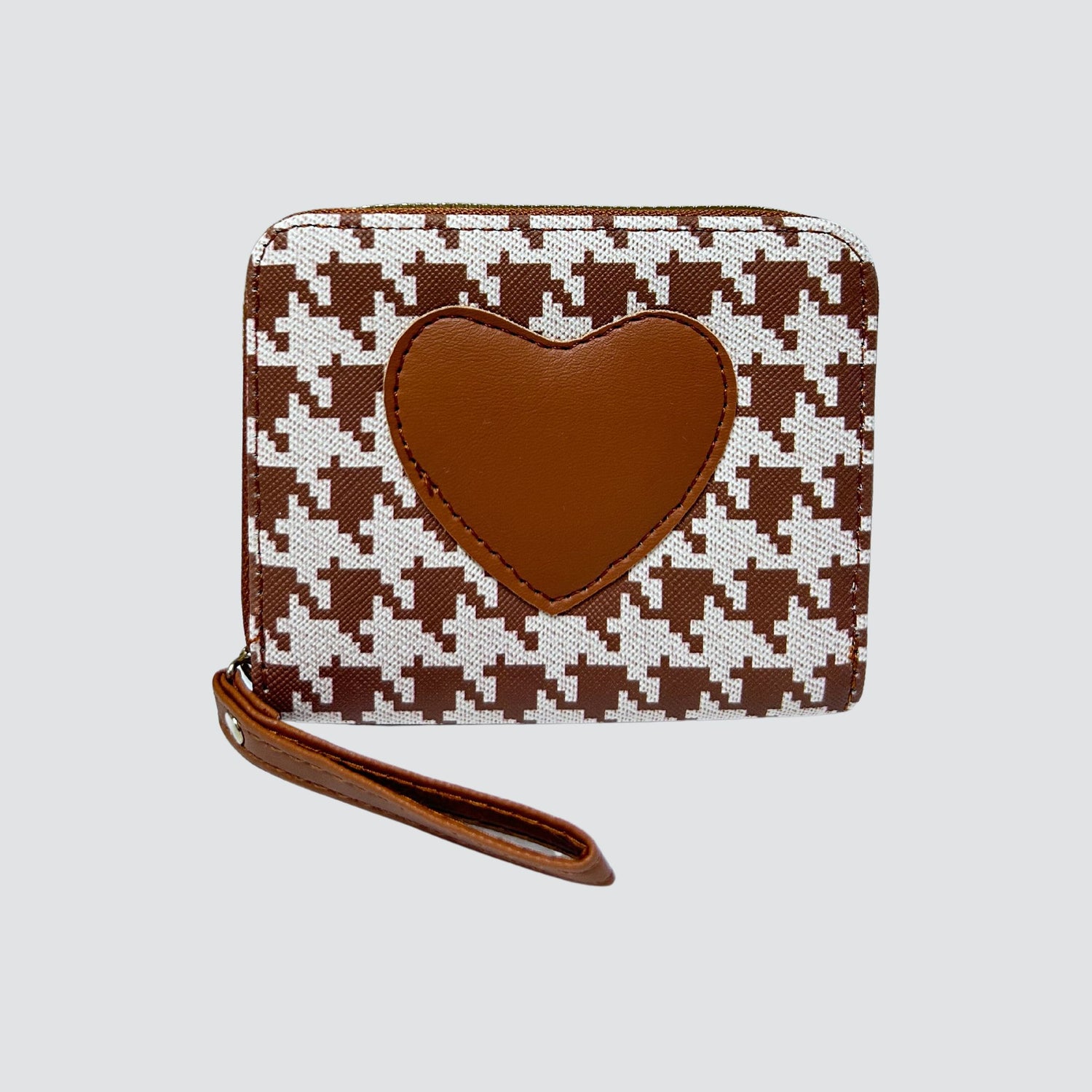 Brown Heart Print Mini Wallet