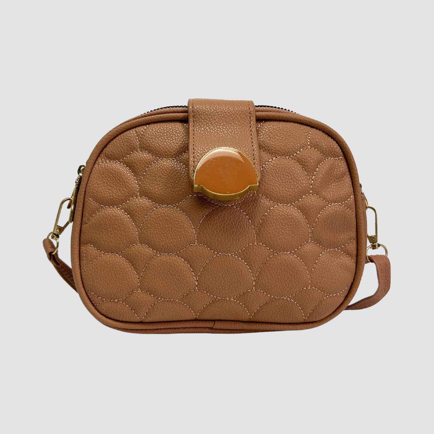 Peach 3 Sectioned Crossbody Bag