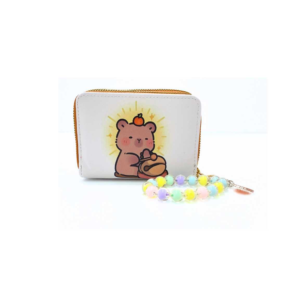 S3797 Capybara Mini Wallet with beaded Wristlet strap