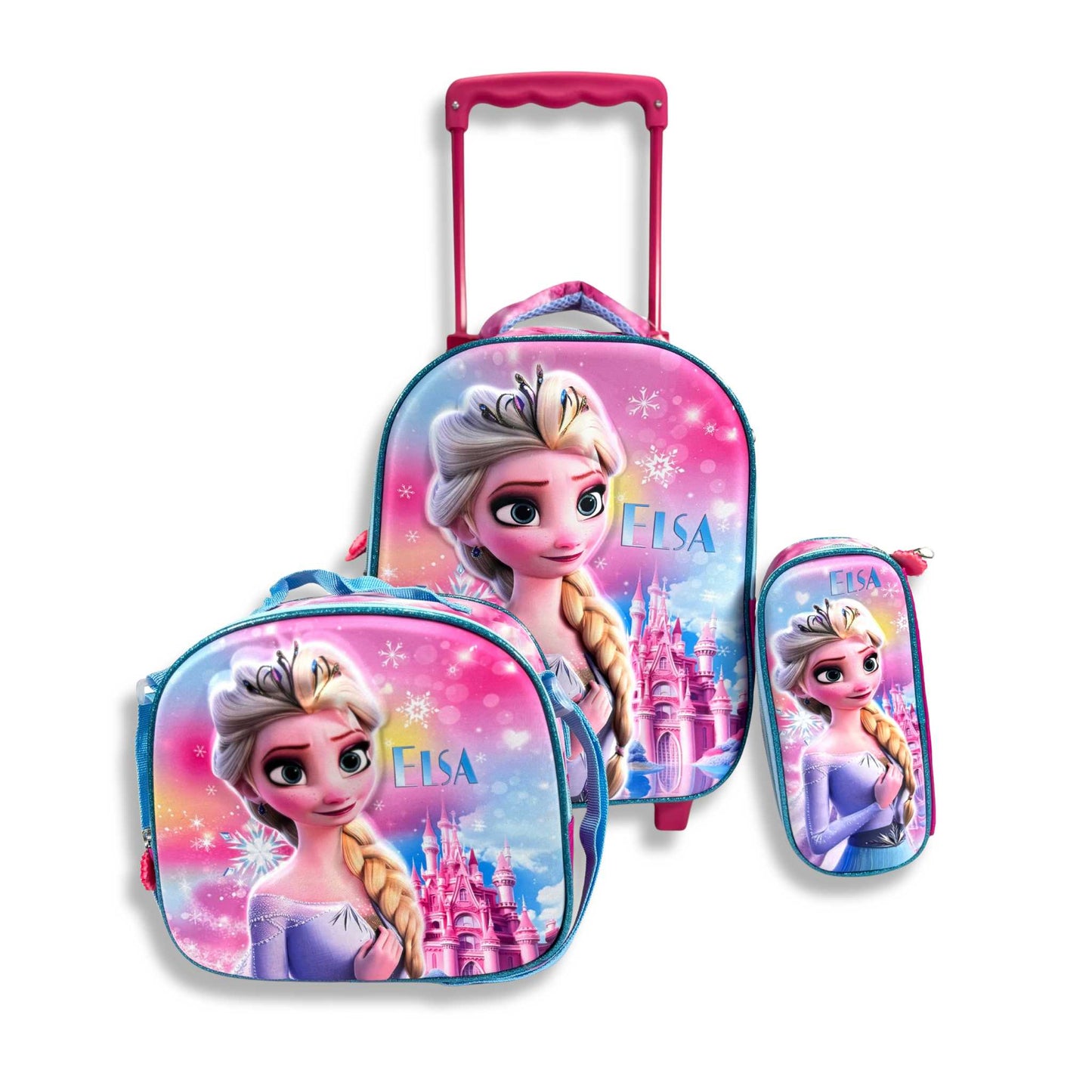 G594 Frozen Elsa 3 Piece Trolley Backpack Set