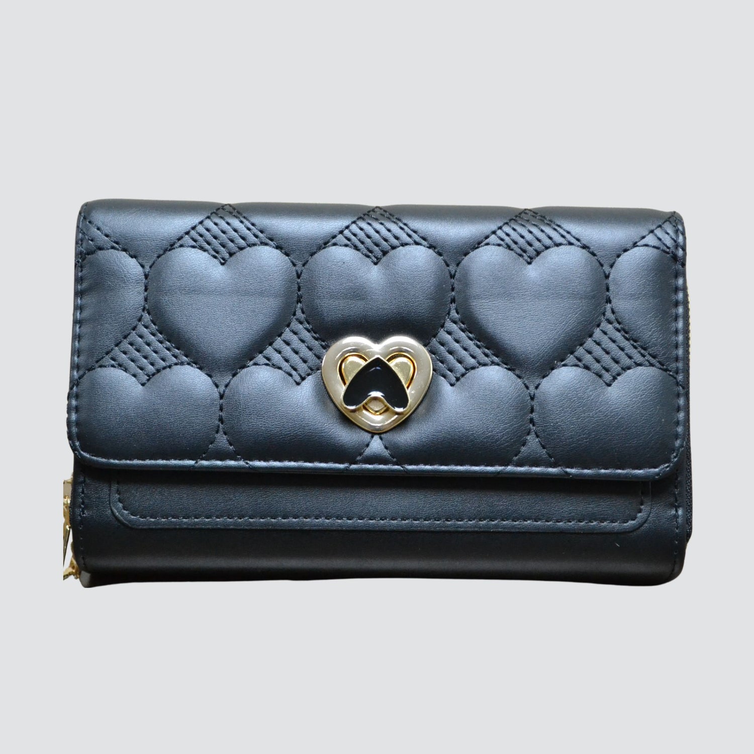 Black Heart Detailed Wallet / Crossbody