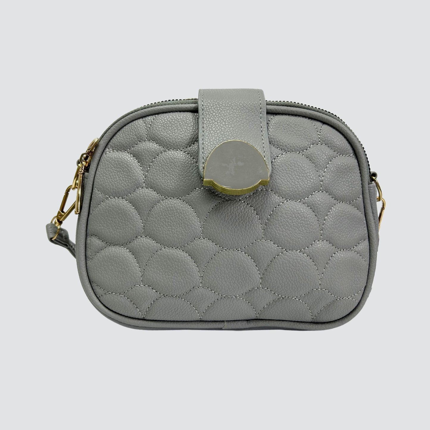 Grey 3 Sectioned Crossbody Bag