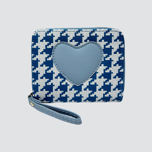 Blue Heart Print Mini Wallet