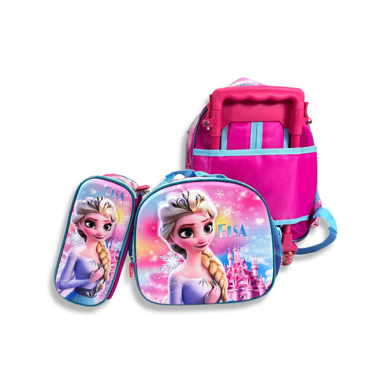 G594 Frozen Elsa 3 Piece Trolley Backpack Set