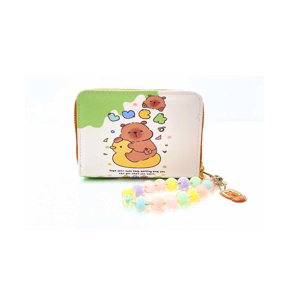 S3797 Capybara Mini Wallet with beaded Wristlet strap
