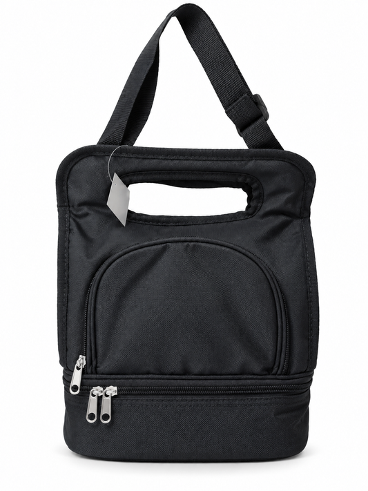 Insulated Lunch Bag with Adjustable Shoulder Strap and Zippered Compartments
