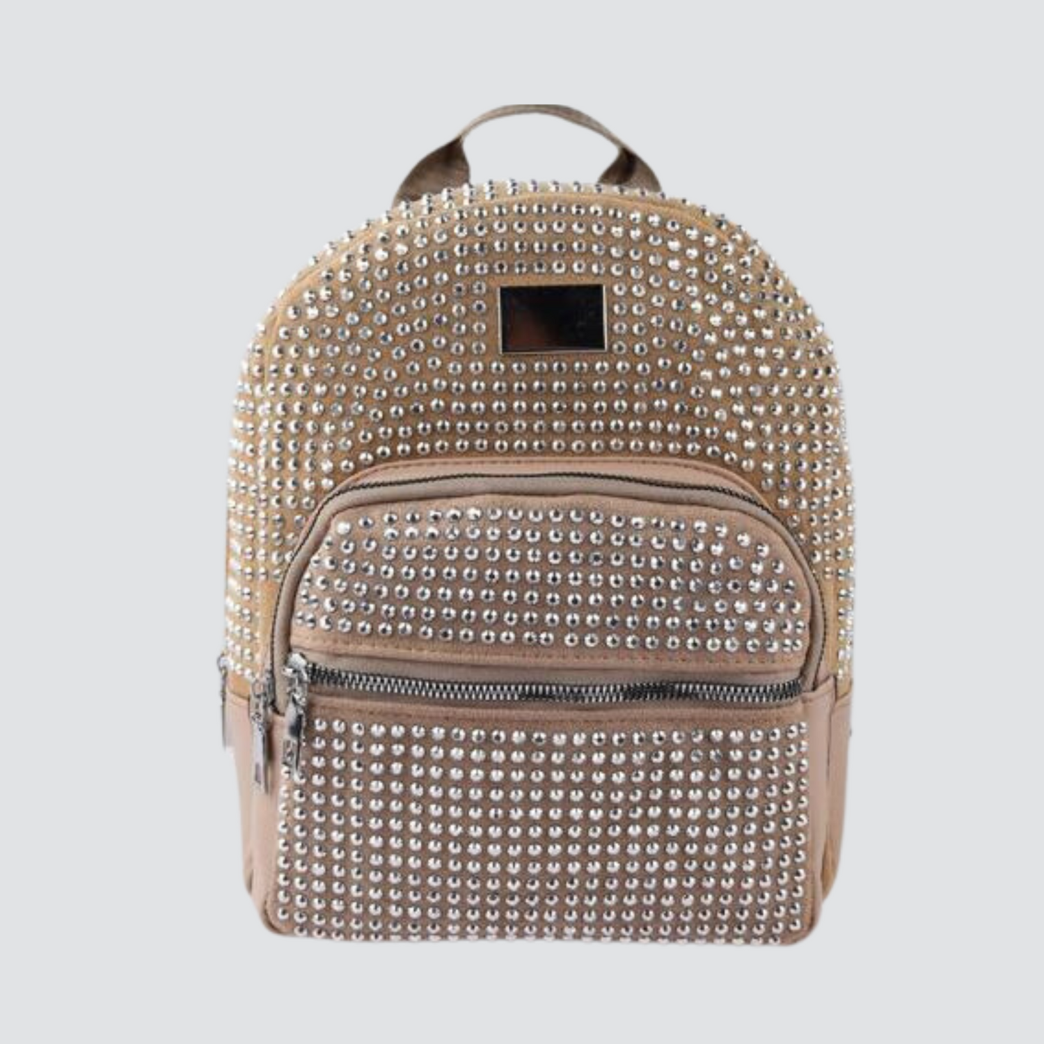 Khaki Mini Rhinestone Fashion Backpack
