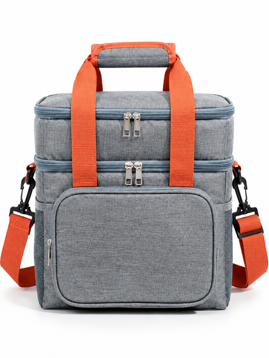Multi-Compartment Insulated Lunch Bag with Adjustable Shoulder Strap