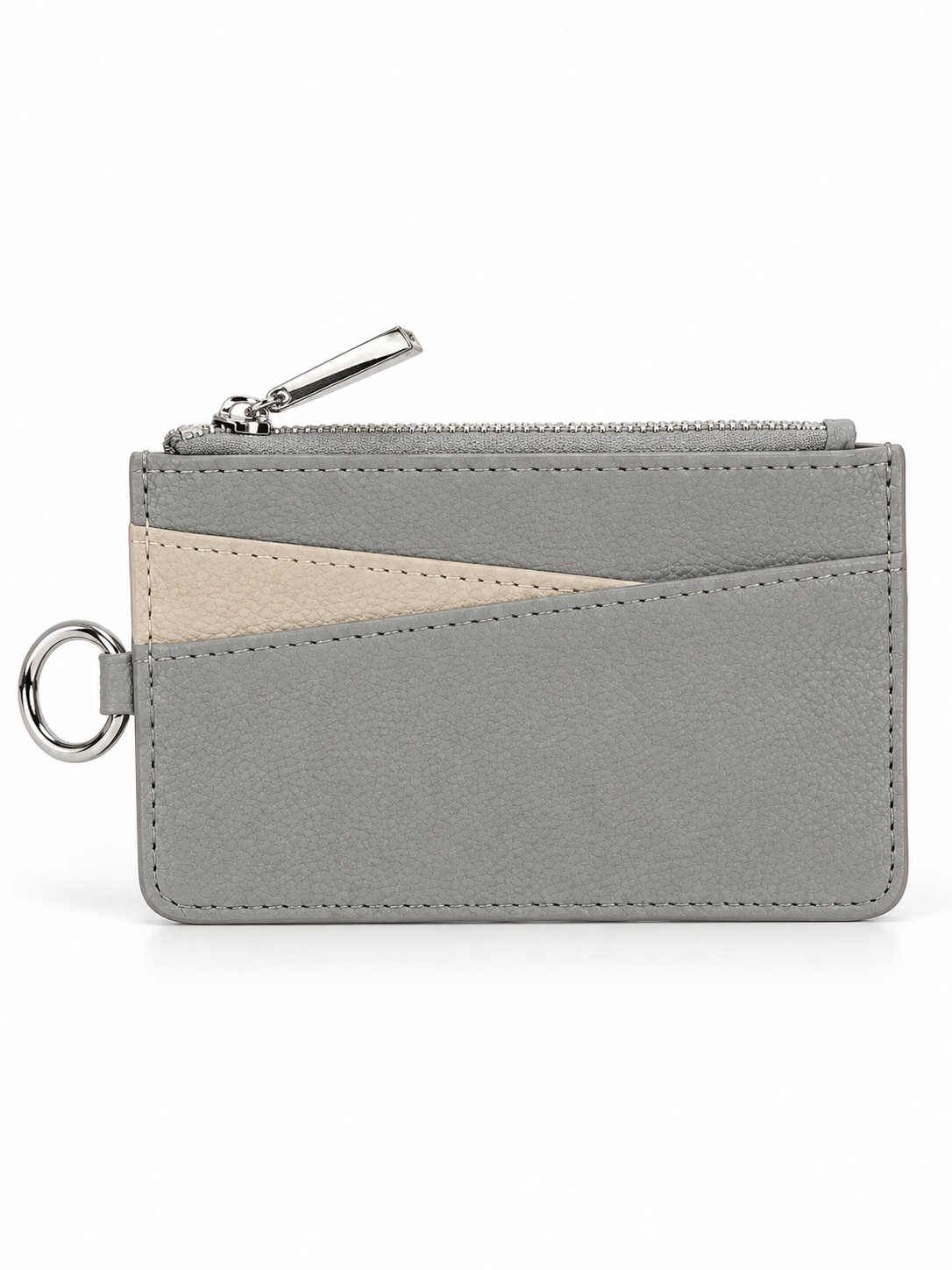 Pebbled Zip Card Holder with Keyring