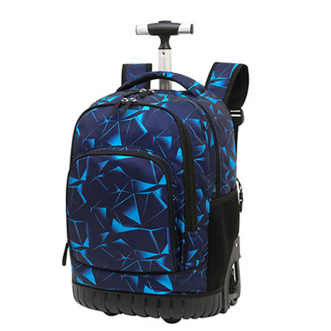 0186 Blue Pattern Trolley Backpack