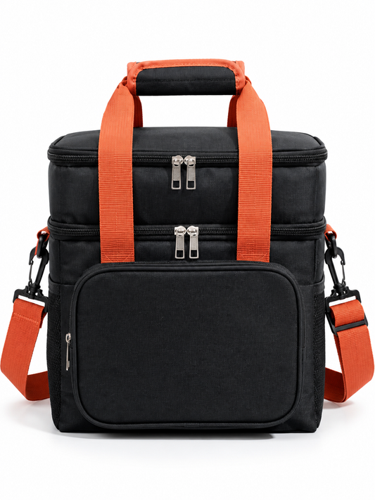 Multi-Compartment Insulated Lunch Bag with Adjustable Shoulder Strap