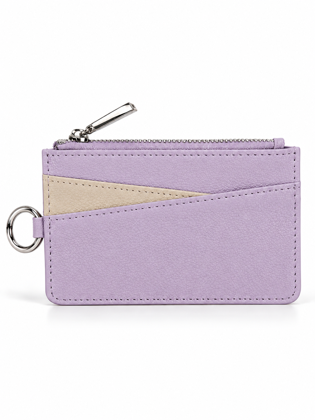 Pebbled Zip Card Holder with Keyring