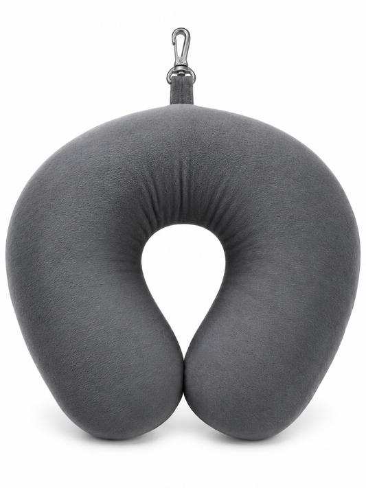 Plush U-Shaped Travel Neck Pillow with Clip