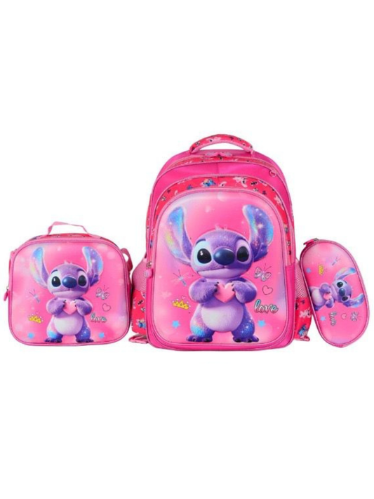 Girls 3-Piece Character School Backpack Set with Lunch Bag and Pencil Case