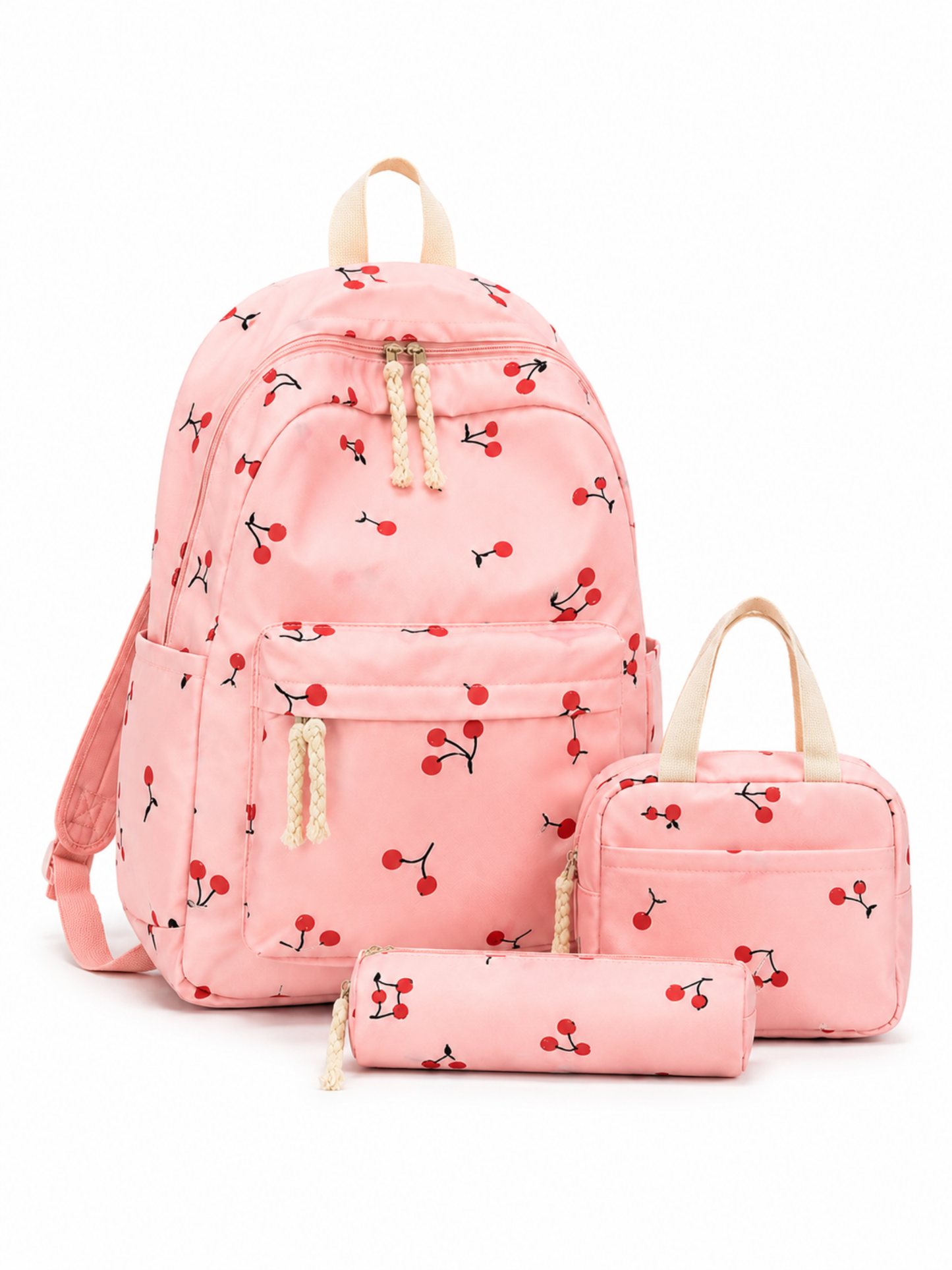 Cherry Print 3 - Piece Backpack Set with Lunch Bag & Pencil Case