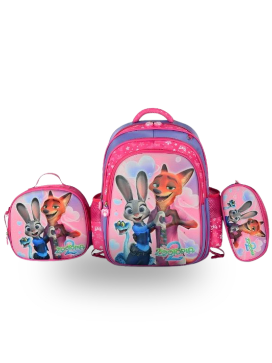 Girls - 3-Piece LED School Backpack Set - Fox & Bunny Design
