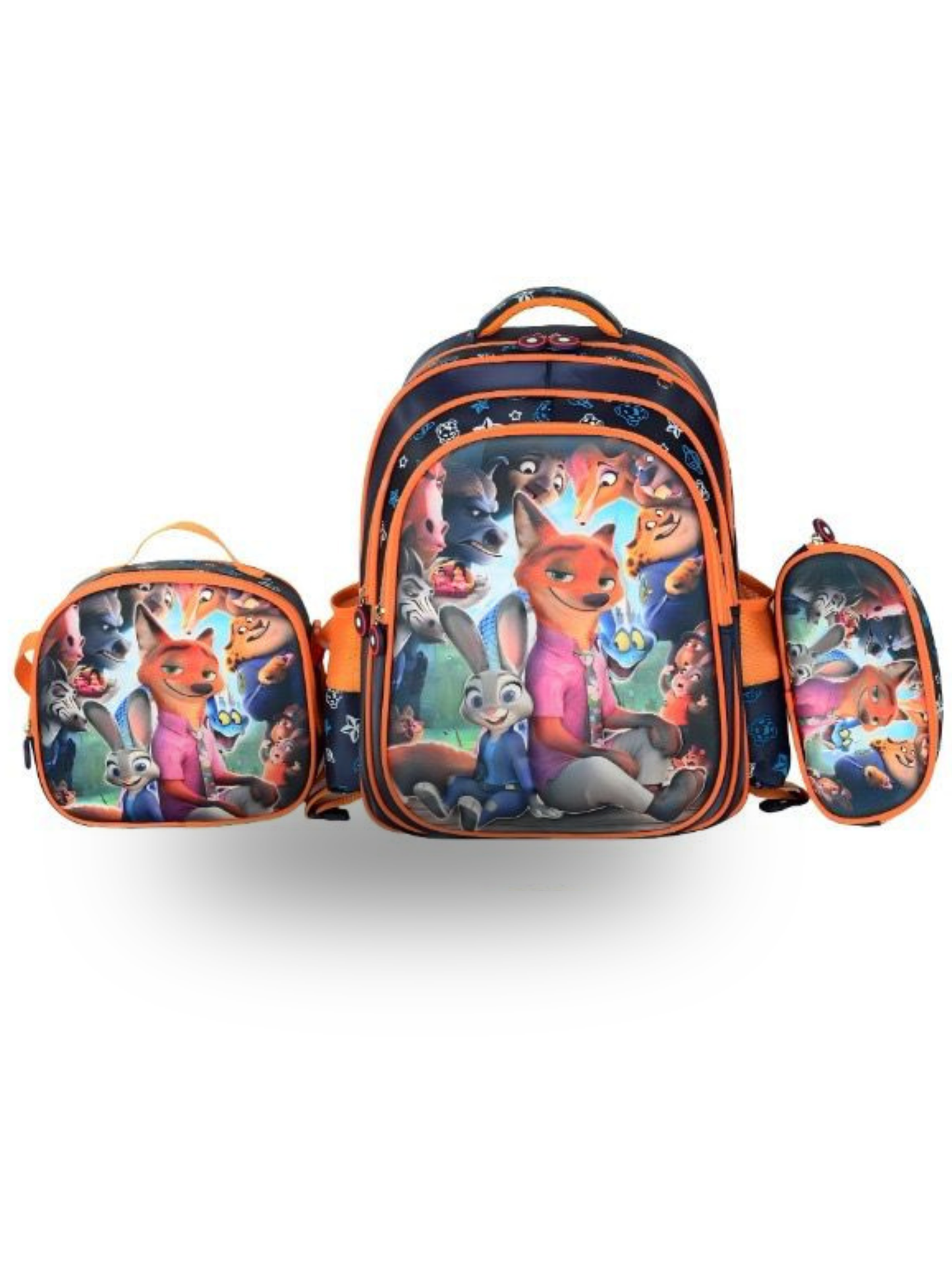 Boys - Kids 3-Piece LED  School Backpack Set - Fox & Bunny Design