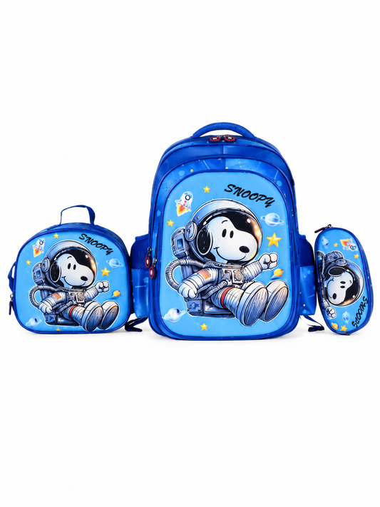 Boys Snoopy 3-Piece School Backpack Set- Backpack Lunch bag and Pencil case
