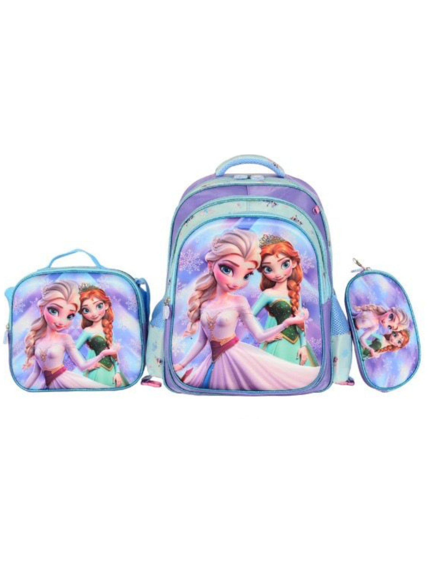 Girls 3-Piece Character School Backpack Set with Lunch Bag and Pencil Case