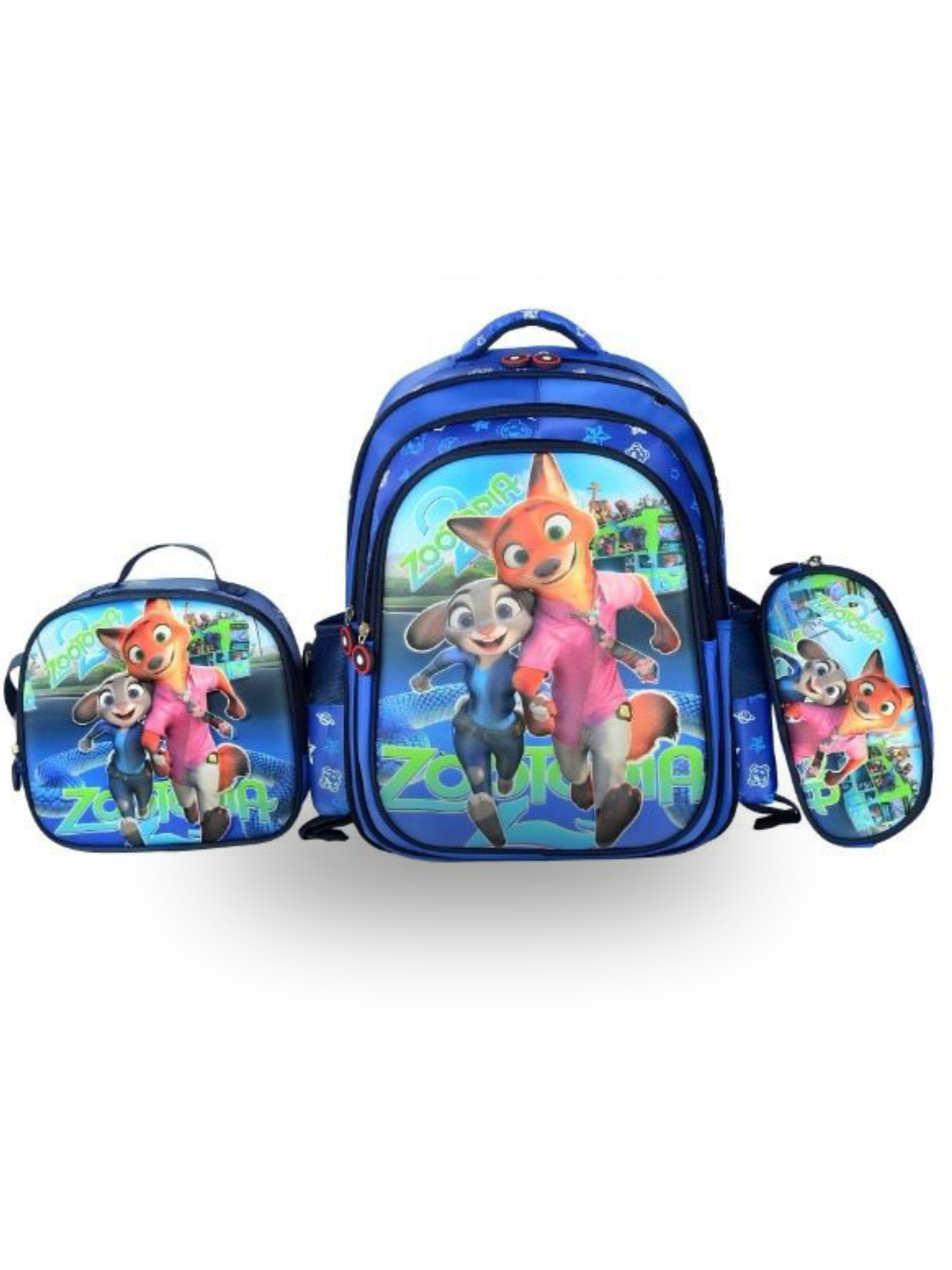 Boys - Kids 3-Piece LED  School Backpack Set - Fox & Bunny Design