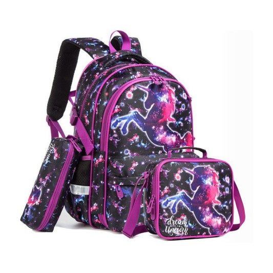 Purple Unicorn 3-Piece Backpack Set