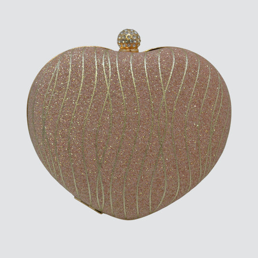 A1401 Heart Shaped Glitter Clutch