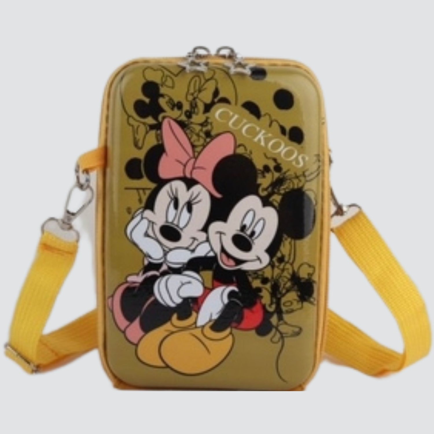 Yellow Rectangular Mickey & Minnie Mouse Crossbody Bag