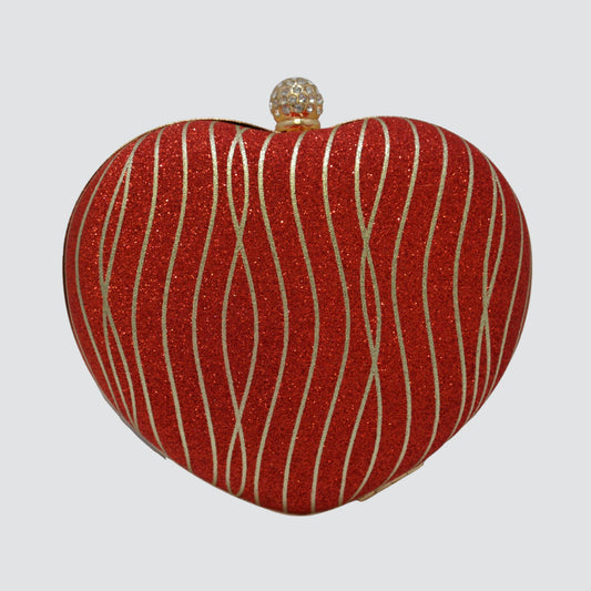 A1401 Heart Shaped Glitter Clutch