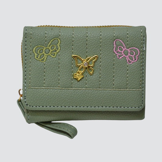 S3202 Butterfly Mini Folding PU Leather Wallet