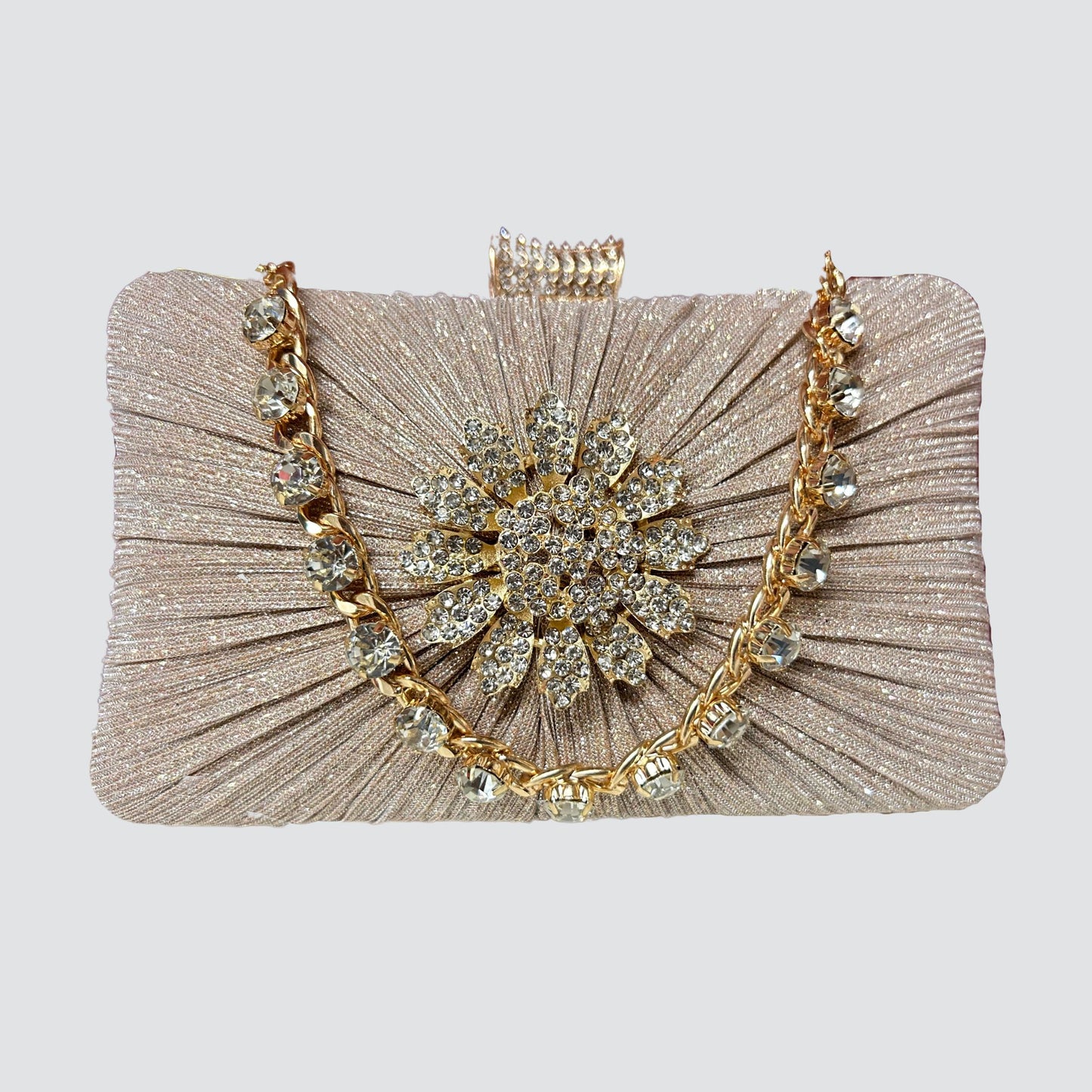 A1443 Flower Glitter Clutch