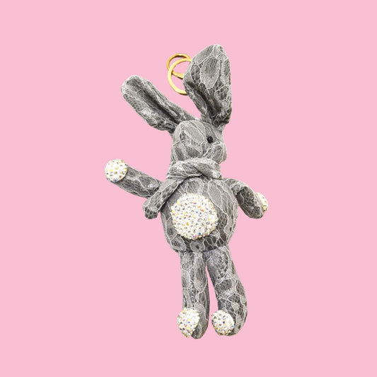 Teddy-With-RhymeStone-Key-ring-Grey