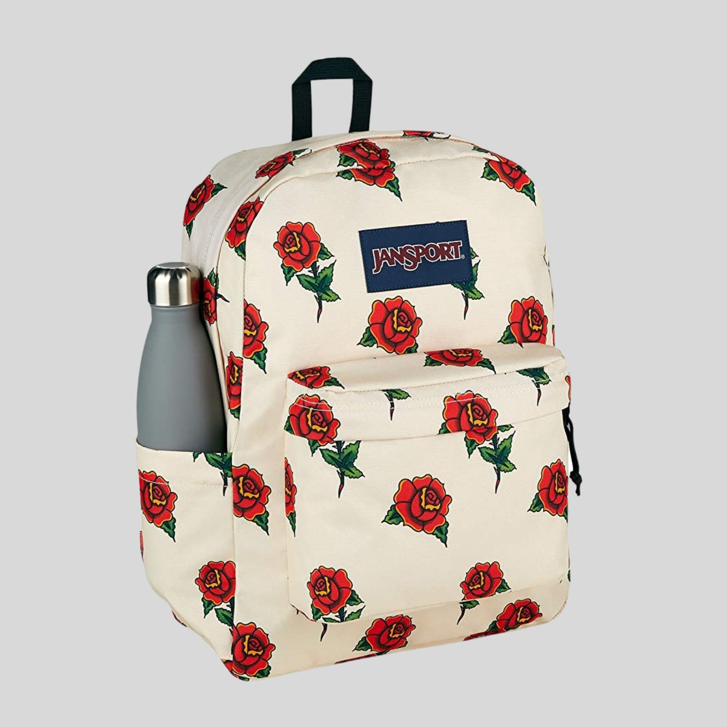 Cream Rose Print JanSport Superbreak Polyester Backpack